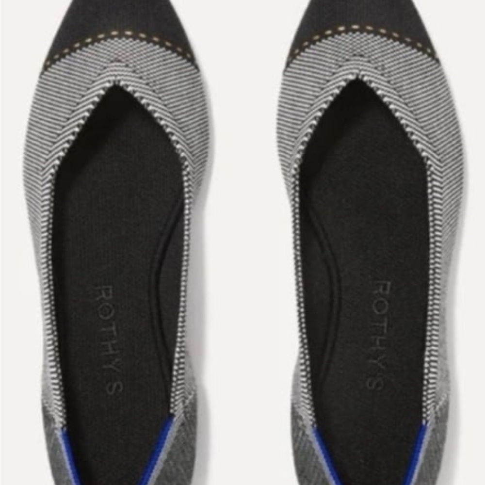 Rothy's Black and White Striped Flats